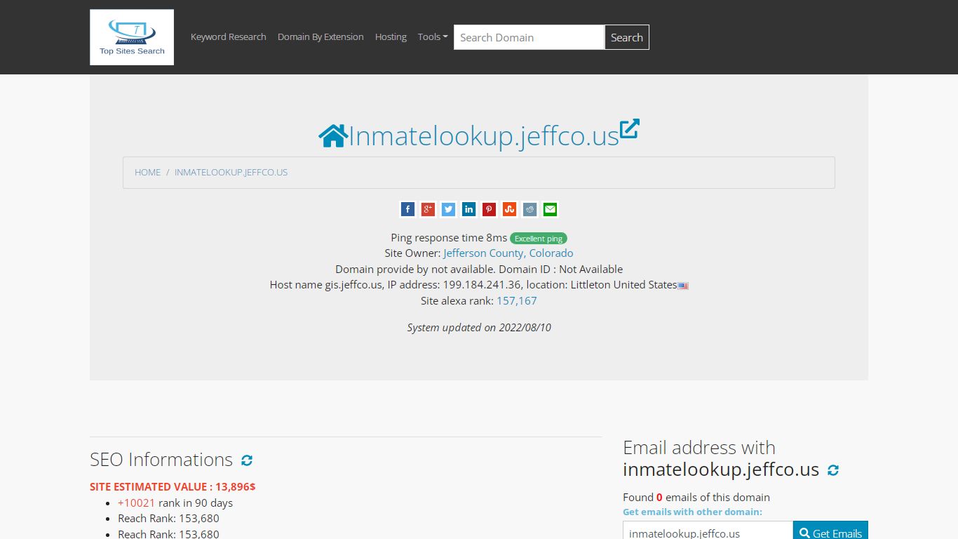 Inmatelookup.jeffco.us Site